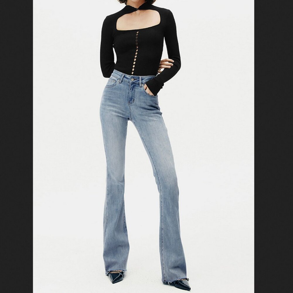 Commense XS Blue High Waist Denim Bootcut Jeans NEW NWT